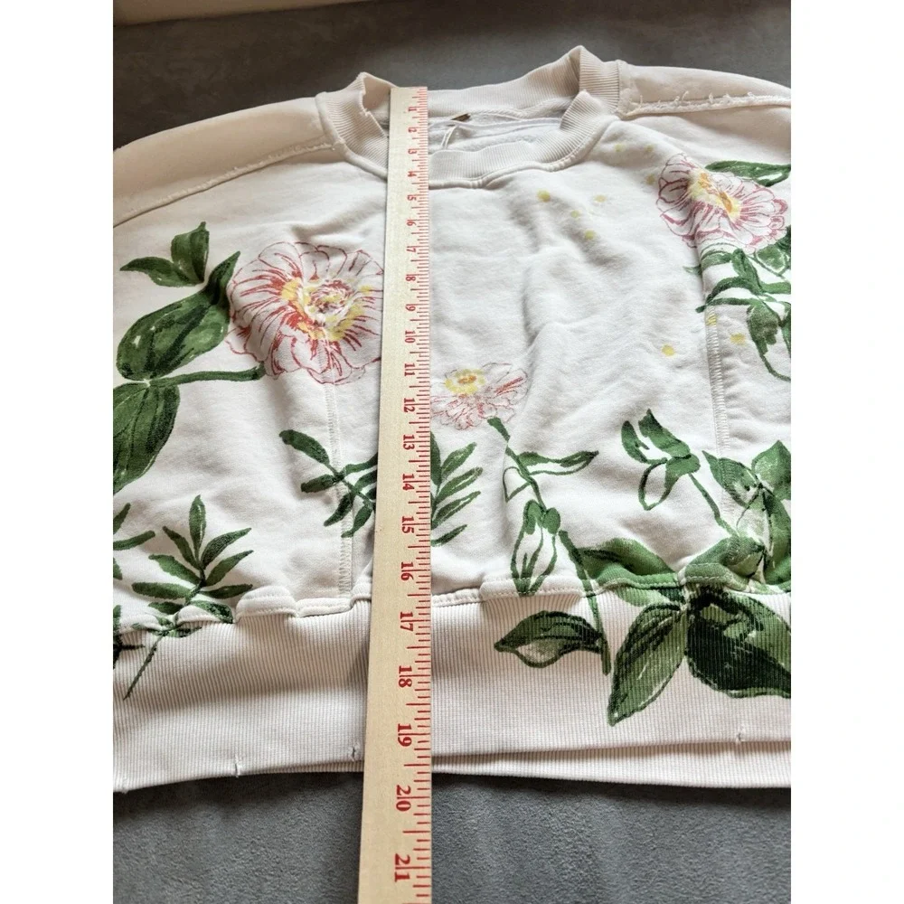 FREE PEOPLE Gaia Floral Sweatshirt XS Oversized Garden Boho Forest Fairy